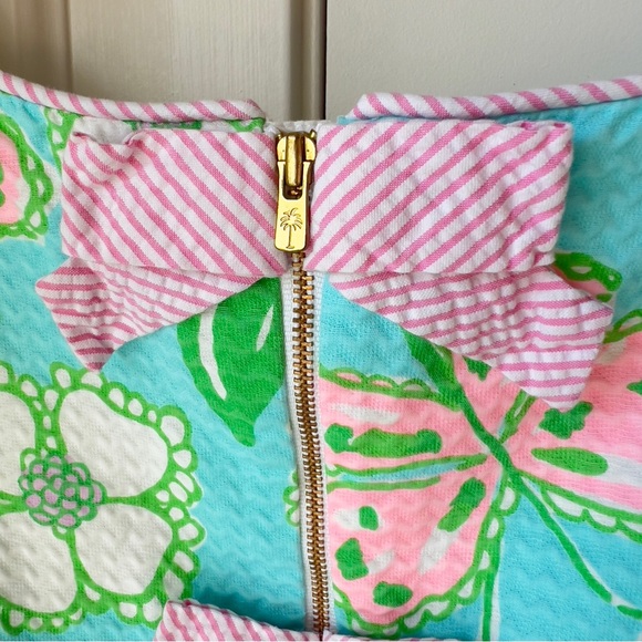 Lilly Pulitzer Nina Tootie Pink Green Scalloped Hem Floral Dress Women's Size 2 - Picture 11 of 13